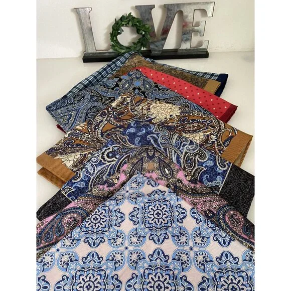 Jos A Bank Mens 14.5 X 14.5” Pink Blue Paisley 100% Silk Pocket Square New W Tag - Picture 3 of 16